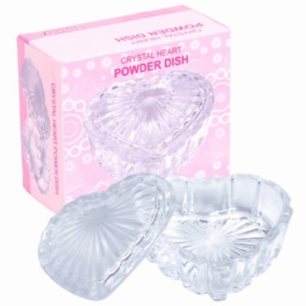 3/$30 -Heart-Shaped Crystal Powder Jar - Nail Powder Dish Glass jar - Na…
